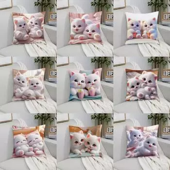 Наволочка с милым рисунком кошки для украшения спальни, офиса, гостиной, дивана, дома, наволочка 40x40cm