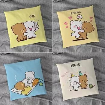 Наволочка с милым рисунком медведя, украшение интерьера, офисная гостиная, домашняя наволочка 40x40cm
