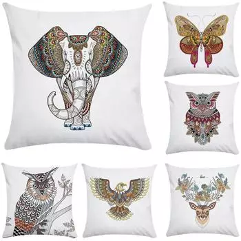 Наволочка с милыми животными, слон, сова, бабочка, подушка для гостиной, спальни, диван-кровать, кресло 40x40cm