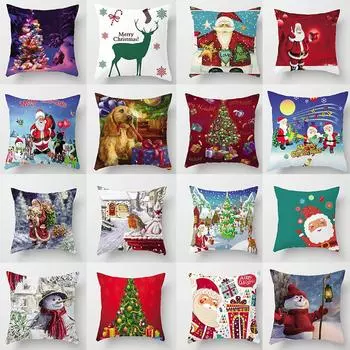 Наволочка с Новым годом, наволочка с Рождеством, Санта-Снеговик, Рождественская елка, наволочка 40x40cm