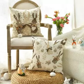 Наволочка с пасхальным кроликом, очень мягкая, износостойкая, моющаяся, не выцветающая, квадратная наволочка для дивана, наволочка D