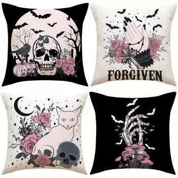 Наволочка с принтом черепа, подушка для дивана на Хэллоуин, праздничная атмосфера, автомобильная подушка 45*45cm (pillowcase)