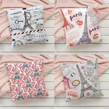 Наволочка с принтом Эйфелевой башни для автомобиля, украшения для офиса, гостиной, дивана, дома, наволочка 40x40cm