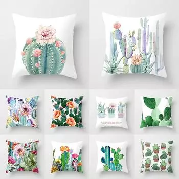 Наволочка с принтом кактуса и суккулентов для дома, гостиной, украшения дивана, квадратная подушка, наволочка 40X40CM
