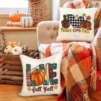 Наволочка с принтом Love Fall Y all на День благодарения, осенняя вечеринка, декор для дома, наволочка для подушки, подарок на День благодарения M