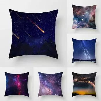 Наволочка с принтом «Ночное небо и звезды», украшение для дивана, автомобильное офисное сиденье, чехол для подушки, домашний декор, наволочка 40x40cm