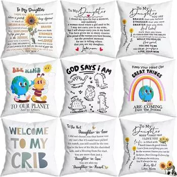 Наволочка с принтом подсолнечника для спальни, гостиной, дивана, украшения дома, подарок для моей дочери, чехол для подушки с надписью 40x40cm