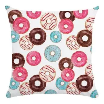 Наволочка с принтом пончика для дома, спальни, гостиной, дивана, наволочка 45x45 см, наволочка из персиковой кожи 40x40cm