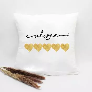 Наволочка с принтом сердца и именем на заказ из полиэстера, моющаяся детская подушка для спальни, чехол от пыли, декор на День святого Валентина, рождественский подарок 450mm*450mm
