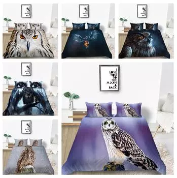 Наволочка с принтом совы и пододеяльник 2/3, комплект домашнего постельного белья AU Super King 240x270 см, постельное белье из микрофибры для спальни UK Single 135x200cm