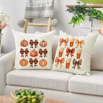 Наволочка с принтом тыквы и банта, украшение для комнаты на осеннюю вечеринку, наволочка на осенний праздник, подарок на День благодарения M