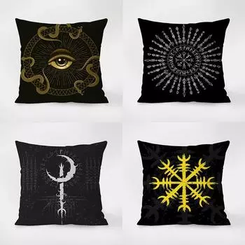 Наволочка с принтом «Волшебный круг» в стиле ретро, украшение интерьера, офисная, гостиная, домашняя наволочка 40x40cm