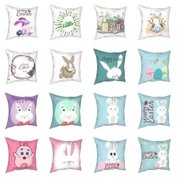 Наволочка с принтом в виде пасхального кролика, чехол для подушки, уютный домашний повседневный декор 40x40cm