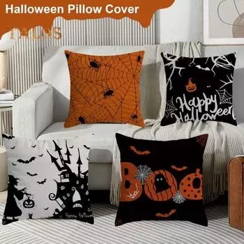 Наволочка с принтом ведьмы, паука, призрака, скрытая застежка-молния, наволочка для подушки для спальни, гостиной, дивана, праздничного украшения для вечеринки B