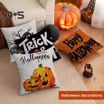 Наволочка с принтом ведьмы, паука, призрака, скрытая застежка-молния, наволочка для подушки для спальни, гостиной, дивана, праздничного украшения для вечеринки A
