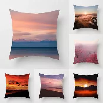 Наволочка с природным пейзажем и закатом, украшение для дивана, автомобильное офисное сиденье, наволочка, наволочка для комнаты, украшение дома 40x40cm