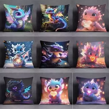 Наволочка с рисунком «Девочка-дракон» для украшения спальни, офиса, гостиной, дивана, дома, наволочка 40x40cm