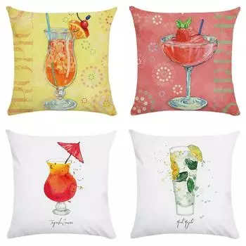 Наволочка с рисунком фруктового напитка для офиса, гостиной, автомобиля, украшения для дома, наволочка 40x40cm