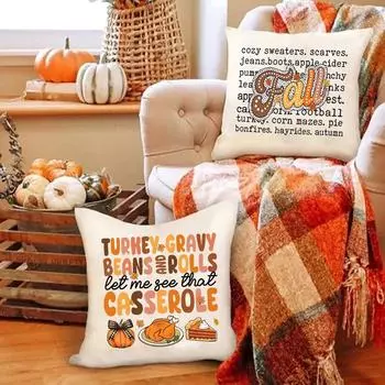 Наволочка с рисунком индейки и тыквы, осенний декор для вечеринки, наволочка для подушки на осенний праздник, подарок на День благодарения M