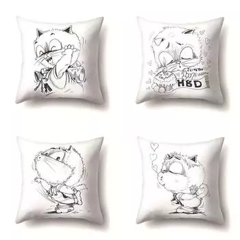 Наволочка с рисунком из мультфильма, офисная подушка, чехол для гостиной, талии 40x40cm