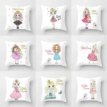 Наволочка с рисунком из мультфильма, декоративная наволочка, розовая наволочка с рисунком принцессы для девочек, домашний диван, декоративная наволочка для детской комнаты 40x40cm