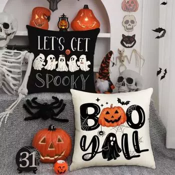Наволочка с рисунком из мультфильма «Призрак» квадратной формы для спальни, гостиной, дивана на Хэллоуин