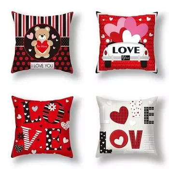 Наволочка с рисунком «Любовь, сладкий мультфильм», свадебная вечеринка, день рождения, фестиваль, украшение, диван, офисное сиденье, автомобильная подушка, чехол для дома 40x40cm