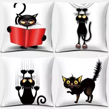 Наволочка с рисунком милого кота и животных, украшения, аксессуары для праздничной вечеринки, гостиной, спальни, домашний декор 40x40cm