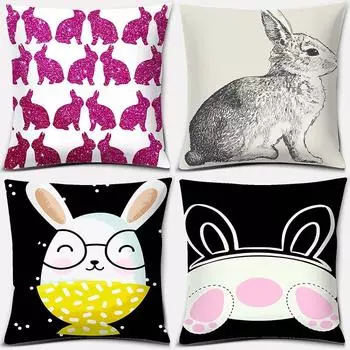 Наволочка с рисунком милого кролика, квадратная наволочка, украшение для дома и офиса, наволочка для гостиной, спальни, украшение для дома 40x40cm