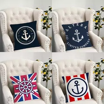 Наволочка с рисунком морского якоря для спальни, украшения офиса, гостиной, дивана, дома, наволочка 40x40cm