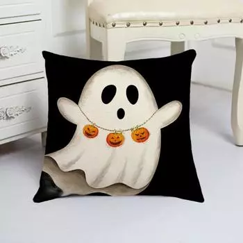 Наволочка с рисунком мультяшного призрака, квадратная форма, спальня, гостиная, диван, украшение для вечеринки в честь Хэллоуина, наволочка, чехол для подушки
