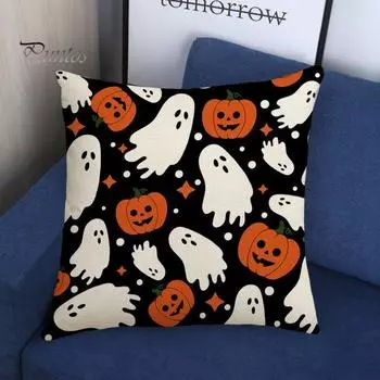 Наволочка с рисунком мультяшного призрака, квадратная форма, спальня, гостиная, диван, украшение для вечеринки в честь Хэллоуина, наволочка, чехол для подушки B