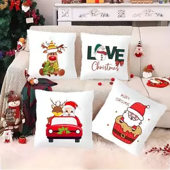 Наволочка с рисунком Санта-Клауса, наволочка с рисунком снеговика, наволочка для детской комнаты, наволочка с милым рождественским оленем M