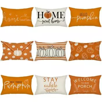Наволочка с рисунком тыквы для гостиной, дивана, праздничное украшение, льняная наволочка с принтом, наволочка для подушки 30*50cm JYZ006-1