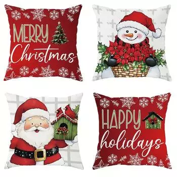 Наволочка с рождественским декором Веселого Рождества Санта-Клаус Снеговик узор подходит для домашней комнаты диванная подушка чехол 40x40cm