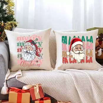 Наволочка с рождественским принтом, милый рисунок Санты, наволочка для подушки, подарки для семьи, детей, декор детской комнаты M