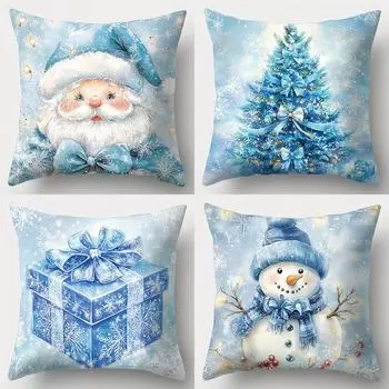 Наволочка с рождественским украшением, милый Санта-Клаус, наволочка со снеговиком, подходит для дома, комнаты, дивана, наволочка для подушки, подарок другу 40x40cm