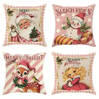 Наволочка с рождественским украшением, милый снеговик, олененок, маленькая девочка, Санта-Клаус, подходит для домашней комнаты, наволочка для диванной подушки 40x40cm