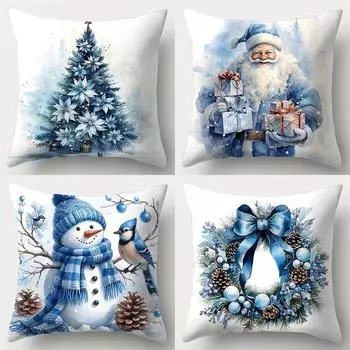 Наволочка с рождественским украшением, наволочка со снеговиком Санта-Клауса, подходит для дома, комнаты, дивана, наволочка для подушки, подарок другу 40x40cm