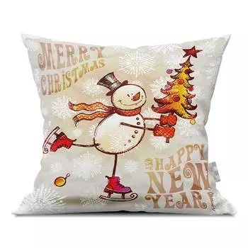 Наволочка с Рождеством и мультяшным принтом для офиса, дивана, поясничной подушки для дома 45*45 cm