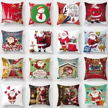 Наволочка с Рождеством Рождественский Лось Санта-сани с рисунком Подушка Наволочка 40x40cm