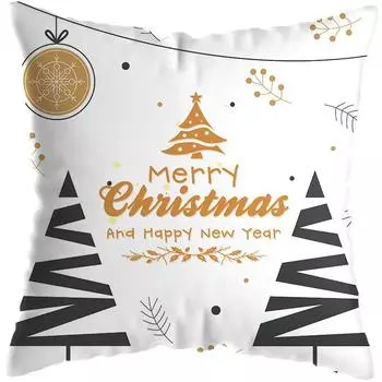 Наволочка с Рождеством, Рождественское украшение, елка, принт лося, белая подушка, чехол для кровати, дивана 45*45 CM