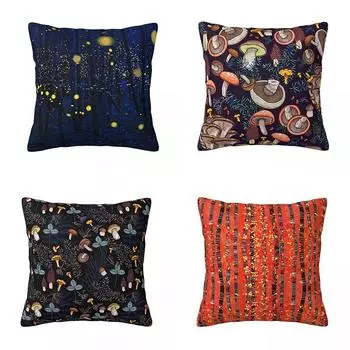 Наволочка с темным фэнтезийным лесом и грибным принтом, весенняя роскошная дорожная наволочка на молнии 40x40cm