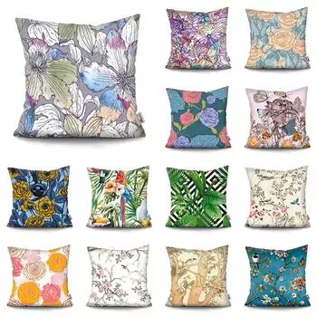 Наволочка с тропическим растением и принтом попугая для дома, гостиной, дивана, спальни, декоративная подушка, наволочка 40X40CM