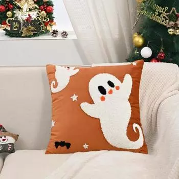 Наволочка с вышивкой в виде 3D-призрака, скрытая застежка-молния, наволочка для подушки для спальни, гостиной, дивана, украшения на День благодарения, наволочка для подушки set A