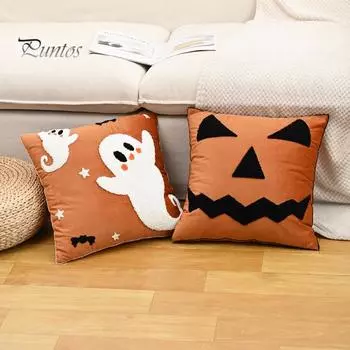 Наволочка с вышивкой в виде 3D-призрака, скрытая застежка-молния, наволочка для подушки для спальни, гостиной, дивана, украшения на День благодарения, наволочка для подушки set A