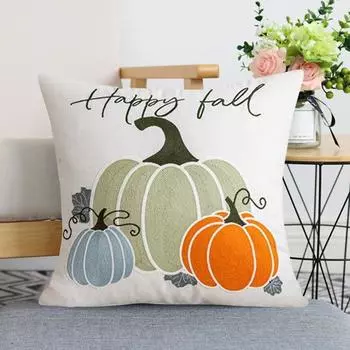 Наволочка с вышивкой в виде тыквы 3D, квадратная форма, скрытая застежка-молния, наволочка для подушки