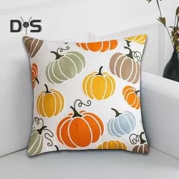 Наволочка с вышивкой в виде тыквы 3D, квадратная форма, скрытая застежка-молния, наволочка для подушки в фермерском стиле, для спальни, гостиной, дивана, для вечеринки по случаю Дня благодарения 45x45cm A