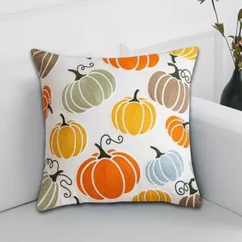 Наволочка с вышивкой в виде тыквы 3D, квадратная форма, скрытая застежка-молния, наволочка для подушки в фермерском стиле, для спальни, гостиной, дивана, для вечеринки по случаю Дня благодарения 45x45cm A