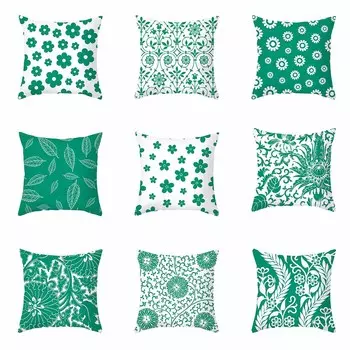 Наволочка с зеленым принтом в скандинавском стиле для дома, гостиной, дивана, спальни, украшения автомобиля, наволочка 40X40CM